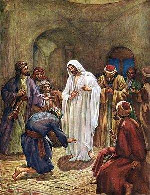 J&eacute;sus appara&icirc;t aux disiciples, aquarelle de William Hole