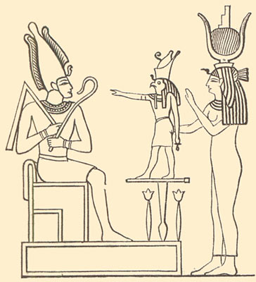 Osiris tient le fouet (nekheka) et la houlette (heq)
